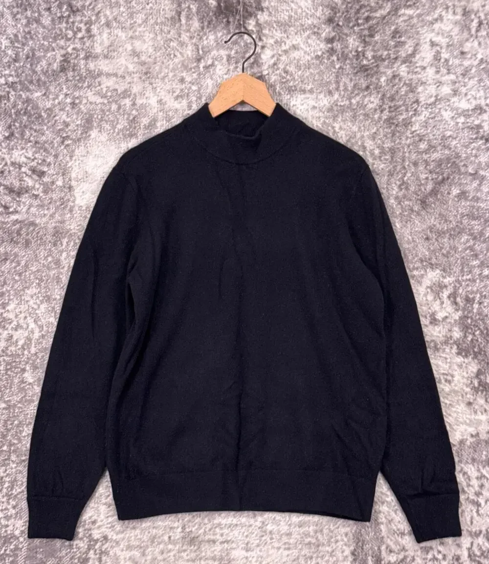 Everlane Sweater Large Mens Blue Cashmere Blend Mock Collar Long Sleeve Pullover